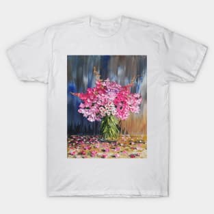 pink hydrangeas in clear glass T-Shirt